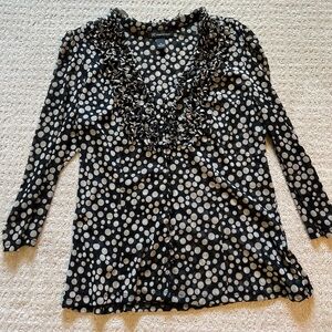 INC International Concepts Black and White Ruffled Blouse